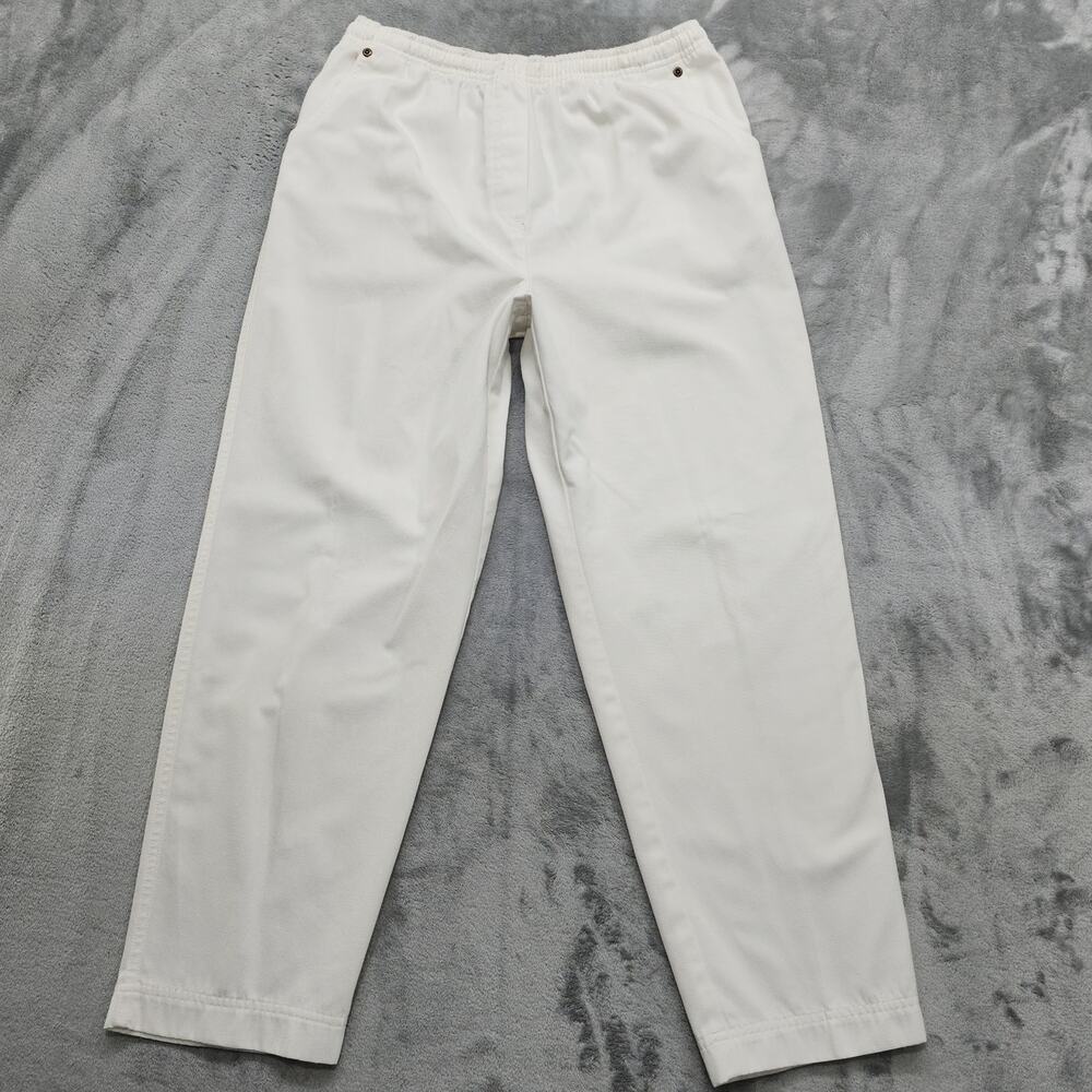 Vintage 90s Studio Works Pants Womens 10P PETITE White Pull On Tapered‎ Pockets